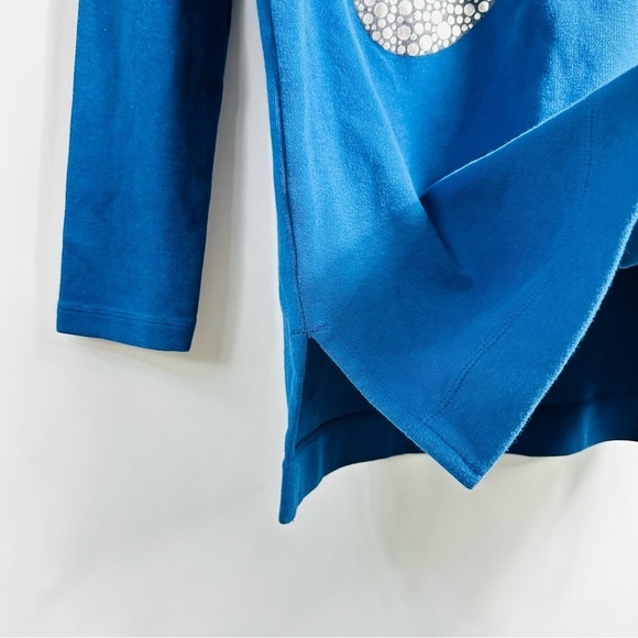 Nike Women’s Sz Small Blue Metallic Silver Logo Long Sleeve Crew Neck Tunic Top - Picture 3 of 7